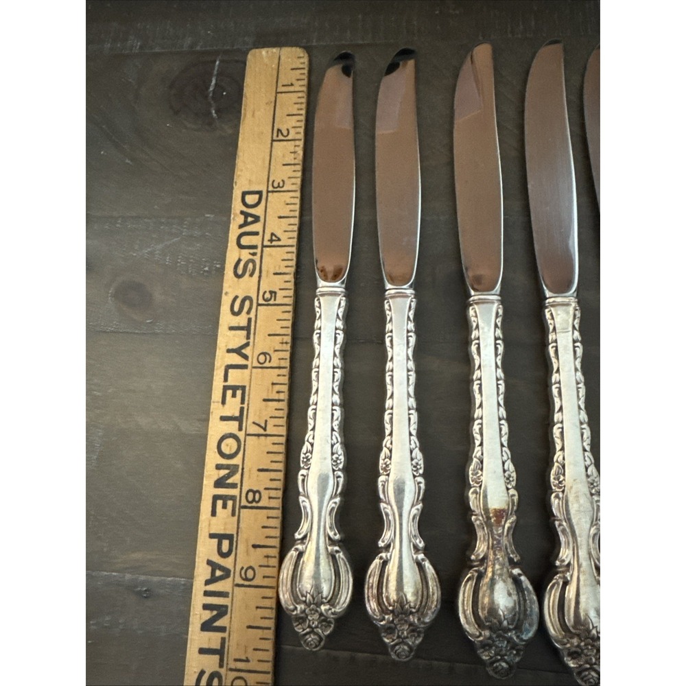 International Deep Silver COUNTESS 9 5/8" Dinner Knives Silverplate Set of 5 - Picture 3 of 4